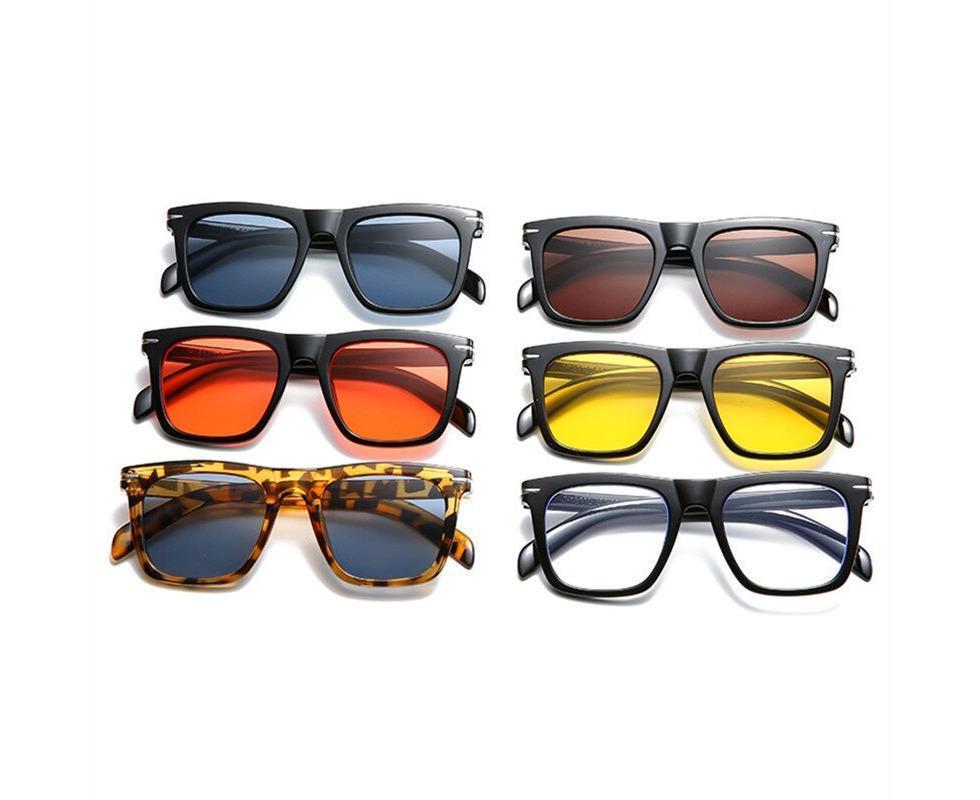 Classic Rivet Square Sunglasses Men Luxury Brand Design Beckham Driving Glasses Vintage Sun Glasses Eyewear - Black Yellow — image 4