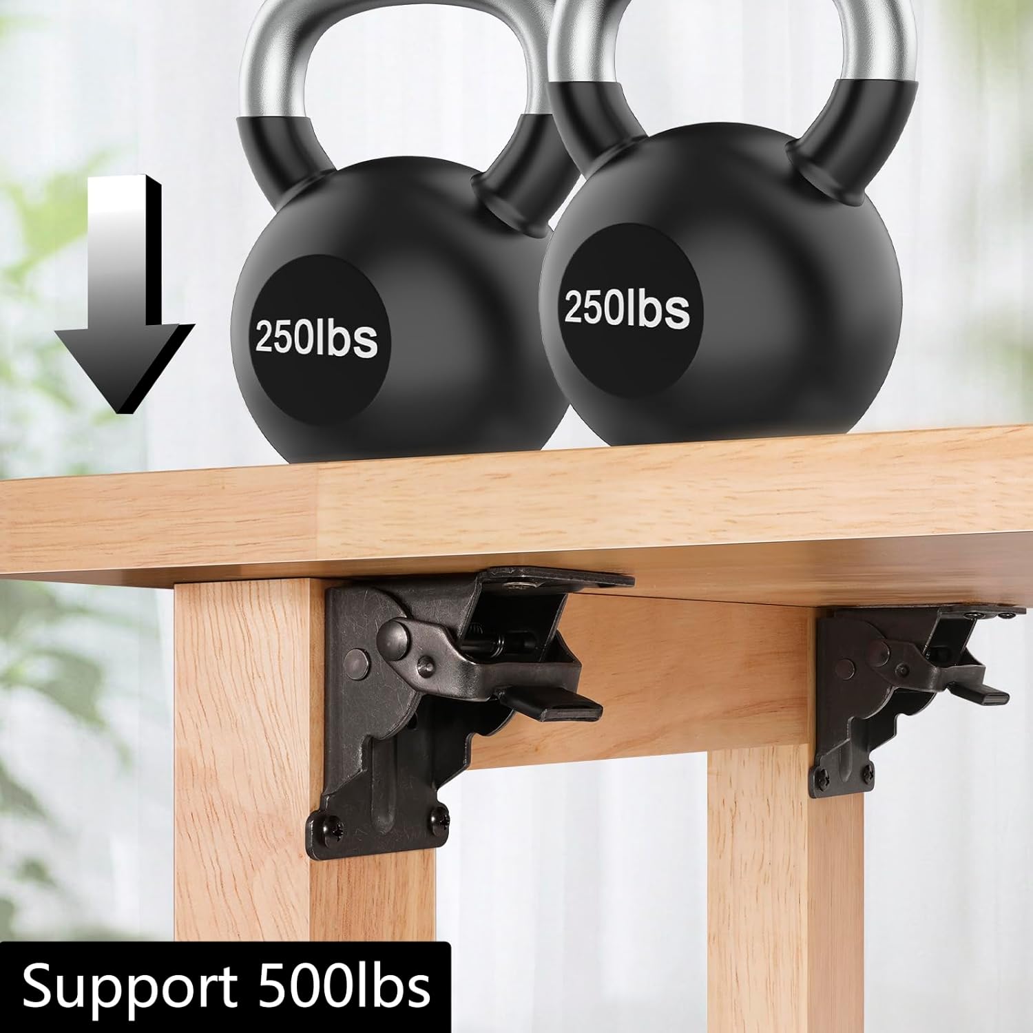 4 Pack Folding Brackets, Self-Lock Hinge with Screws for Folding Table Legs, Lock Extension Support Bracket Bed Legs, Black โ image 6