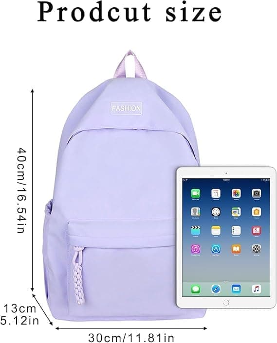 Waterproof School Backpack for Travel, Unisex Student Bag Purple — image 2