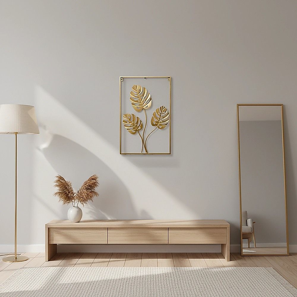 Metal Wall Picture with Leaves 40 × 60 cm Golden Decoration — image 5