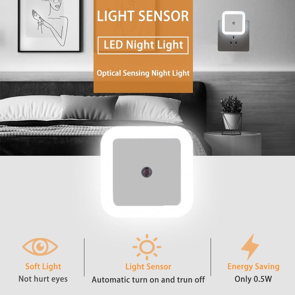 White Night Lights Plug into Wall 4-Pack,Nightlight with Light Energy Efficient Sensor, LED Night Light for Living Room,Bedroo — image 3