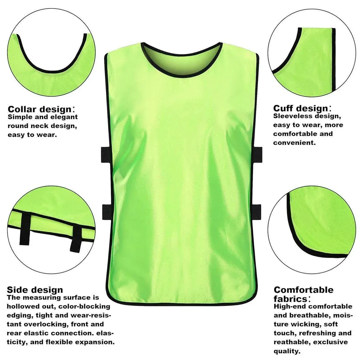 6X Sports Training Bibs Soccer Vests Group Team Bibs Basketball Cricket Football - GrassGreen-M โ image 6