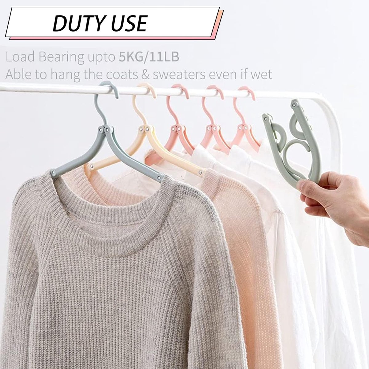Hangers - Plastic Hangers - Set of 16 foldable plastic travel hangers - Space-saving and non-slip hangers - Multifunctional travel accessory - Suitable for โ image 2