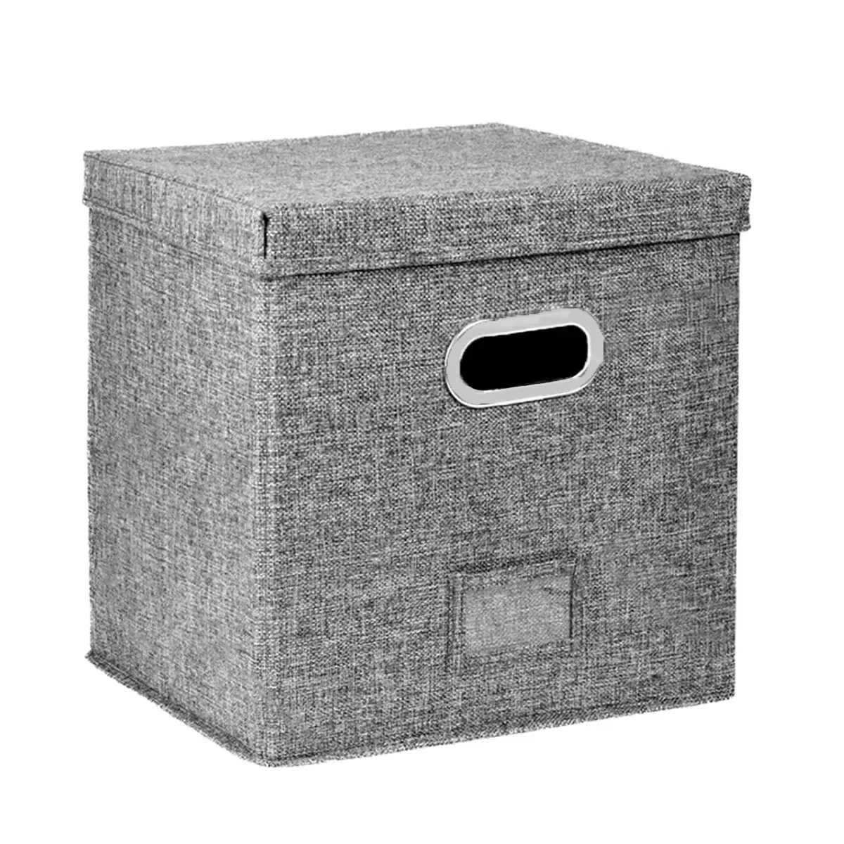 Linen Fabric Vinyl Record Storage Box Foldable With Lid Included Dustproof โ image 2