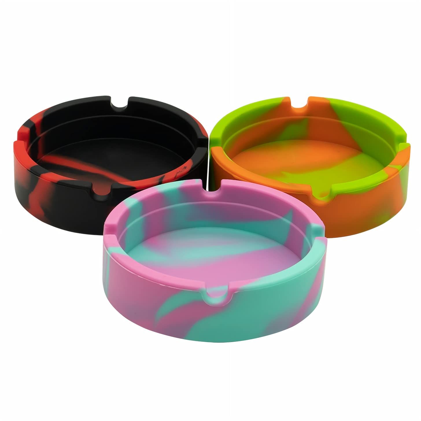 3Pcs Silicone Ashtrays for Cigarettes - Rubber Tray High Heat silicone cigarette holder Ash Tray Round Tray Cigar Ashtrays