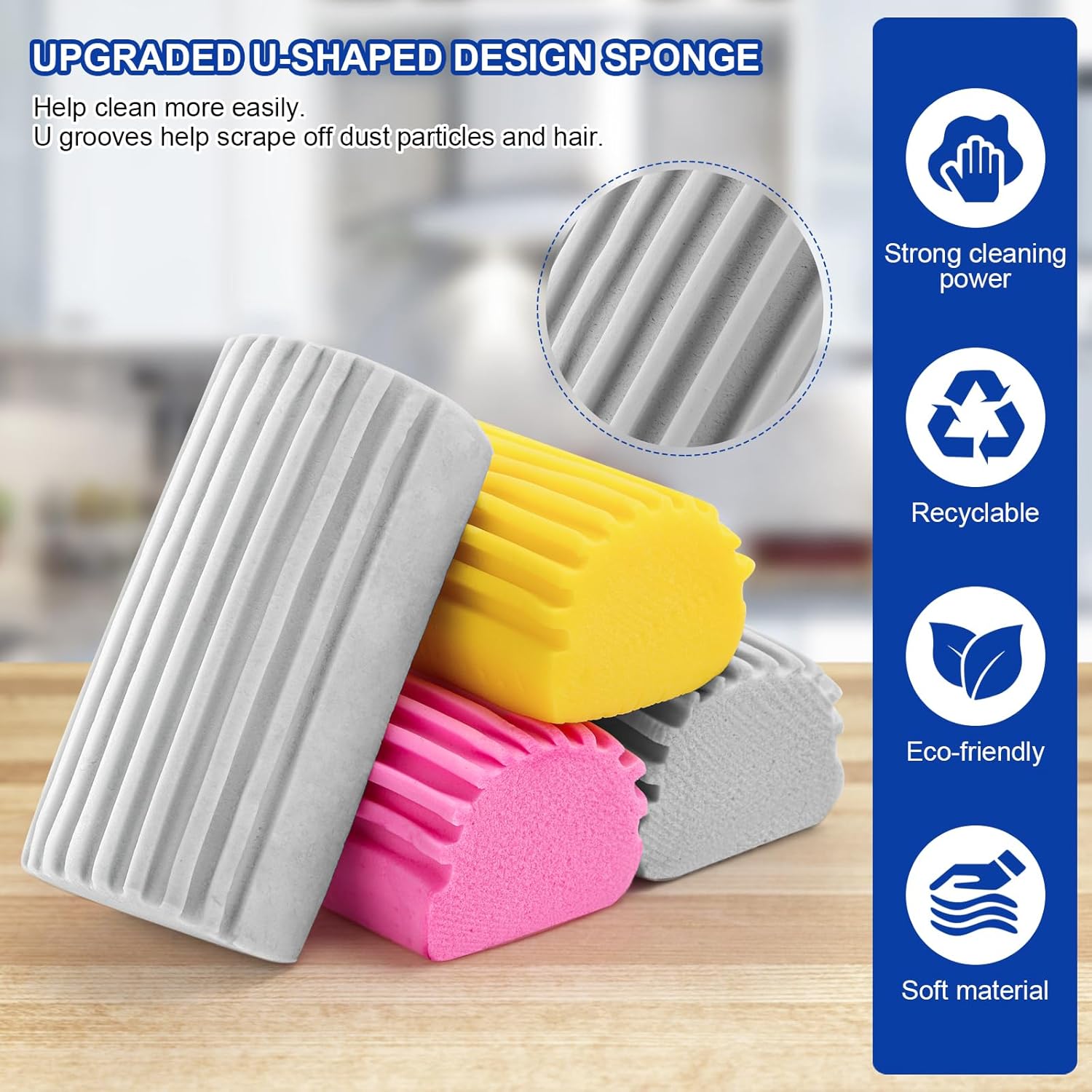 4-Pack Clean Sponge Brush, Cleaning Products, Damp Magic Duster for Car Window Cleaning, Blinds, Glass, Baseboards, Vents, Railings, Mirrors, Window Track — image 4