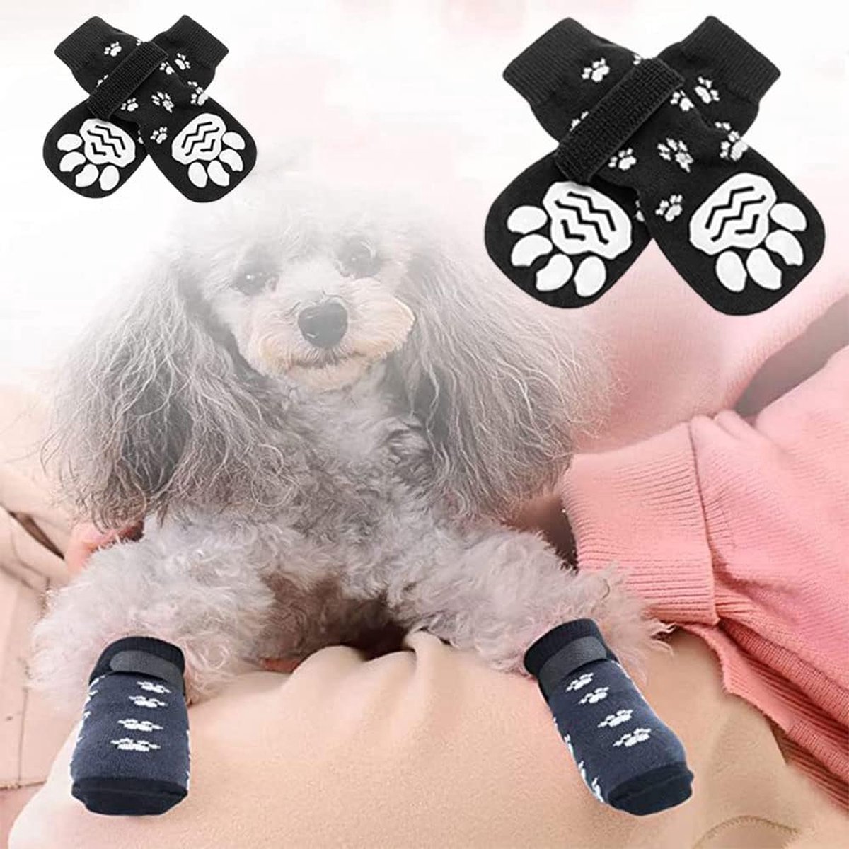 Size S 13.5 x 4.5 x 5.5cm - 2 Pairs Pet Socks - Non-Slip Dog Socks - Breathable - Adjustable - Dog Shoes Paw Protector Socks for Dogs - Velcro Closure - Pet — image 5