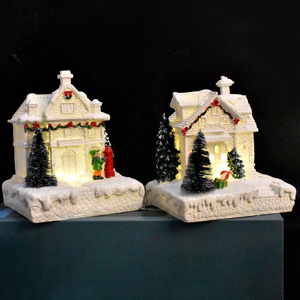 Christmas Village Ornament LED Lighted Christmas Village Houses with Figurines Christmas Village Decoration Indoor Room Decor — image 5