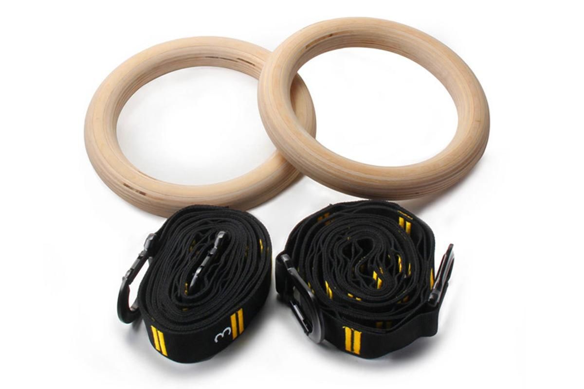 Wooden Gymnastic Rings Set Adjustable Fitness Rings for Home Workouts — image 2