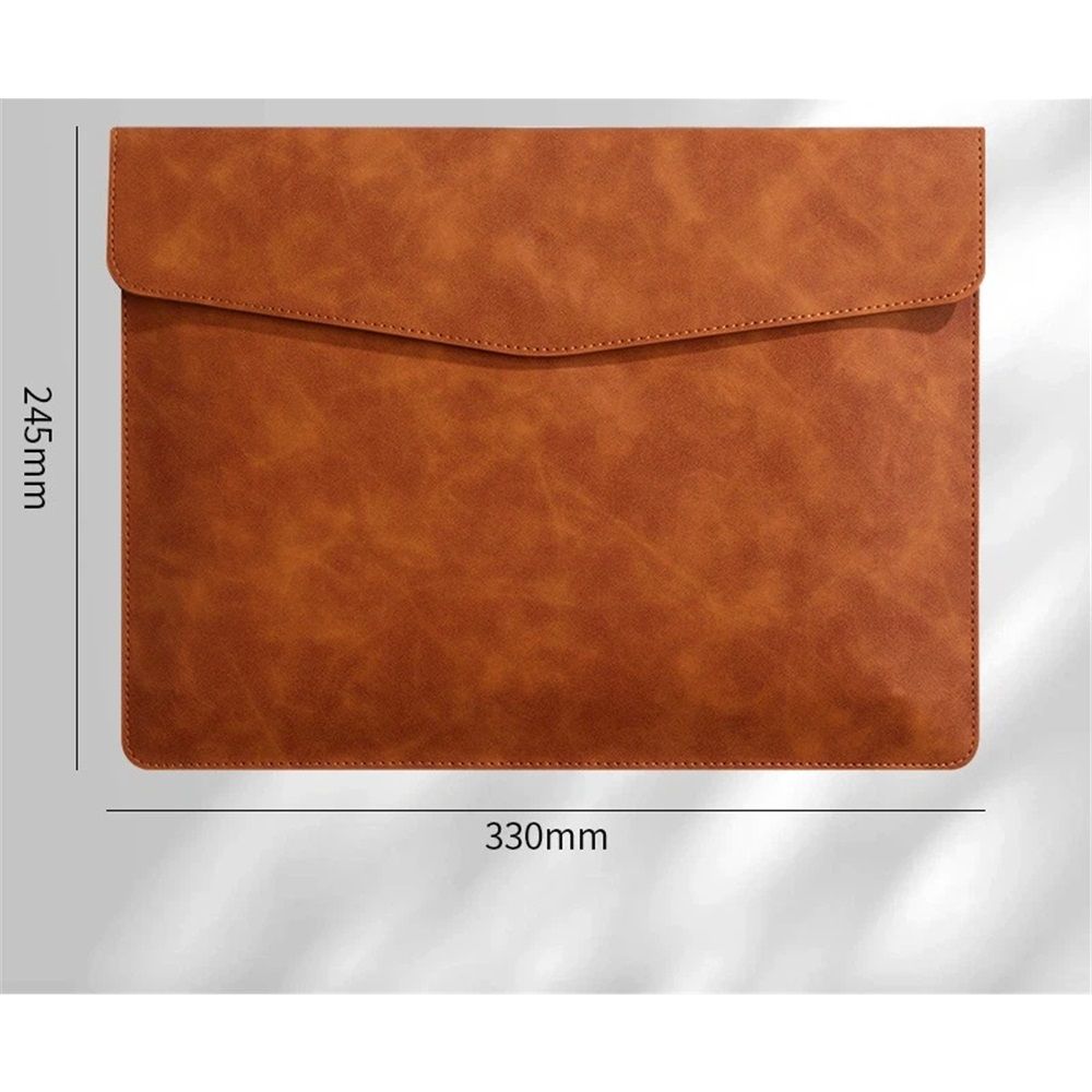 A4 PU Leather Envelope Documents File Portfolio Large Capacity Folders Travel Bag for Paper Letter Stationery Organizer and Tablet Case PC Sleeve (light brown） — image 5