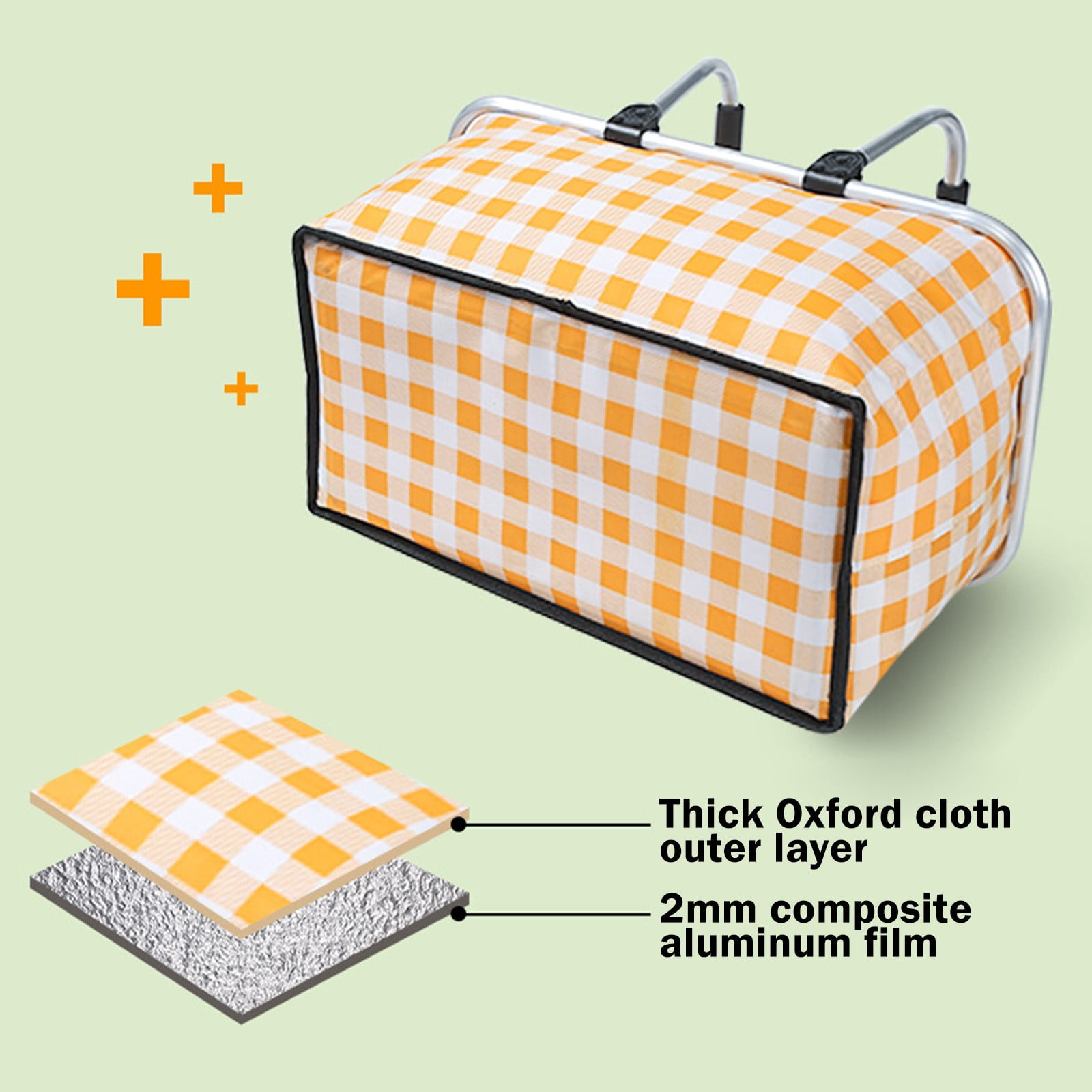 Picnic Basket, Collapsible Shopping Basket with Lid Large Market Basket with Handles Reusable Folding Grocery Basket Insulated Cooler Bag for Picnic Travel — image 5