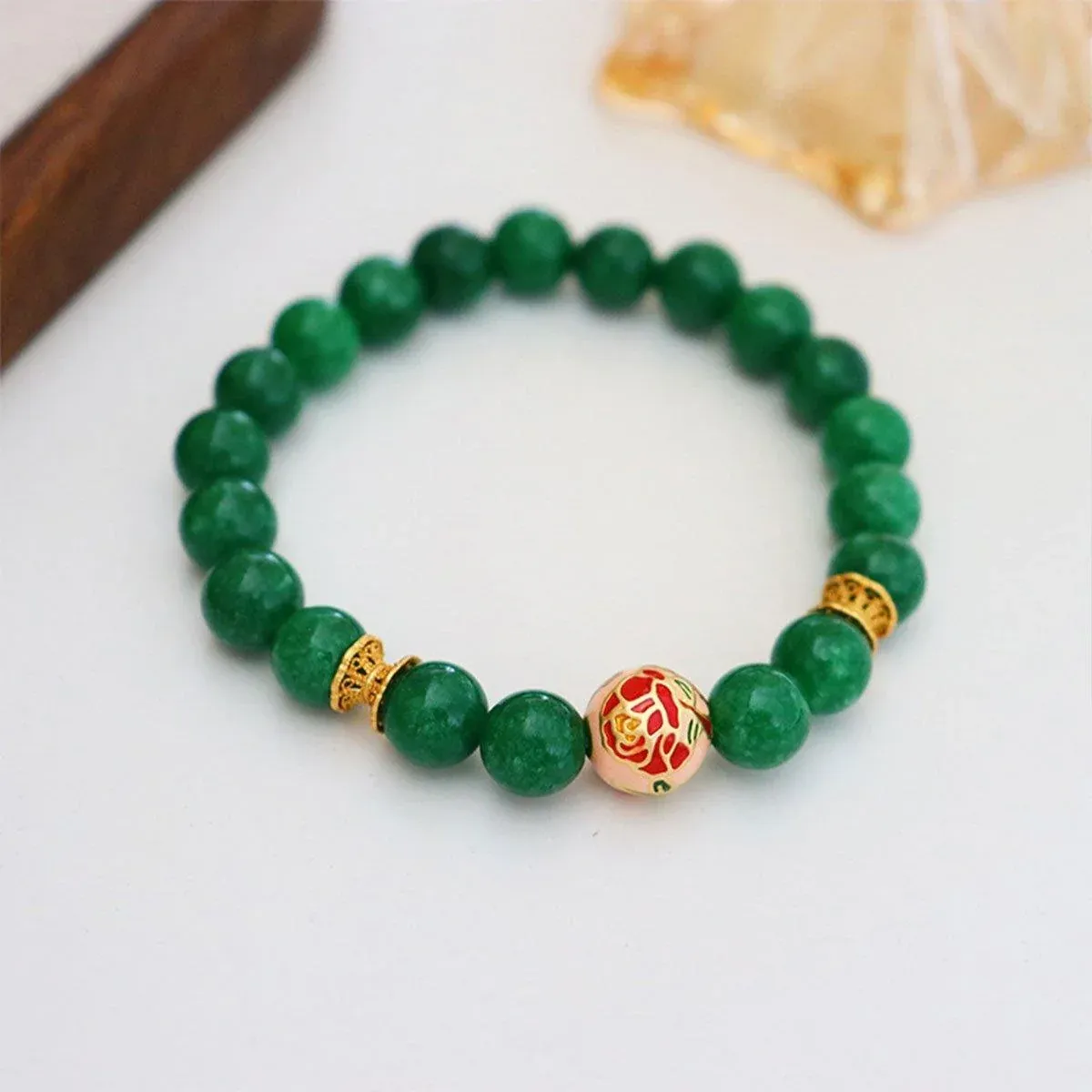 Green Natural Stone Beaded Bracelet Beauty Handmade Women Simple Healing Reiki — image 6