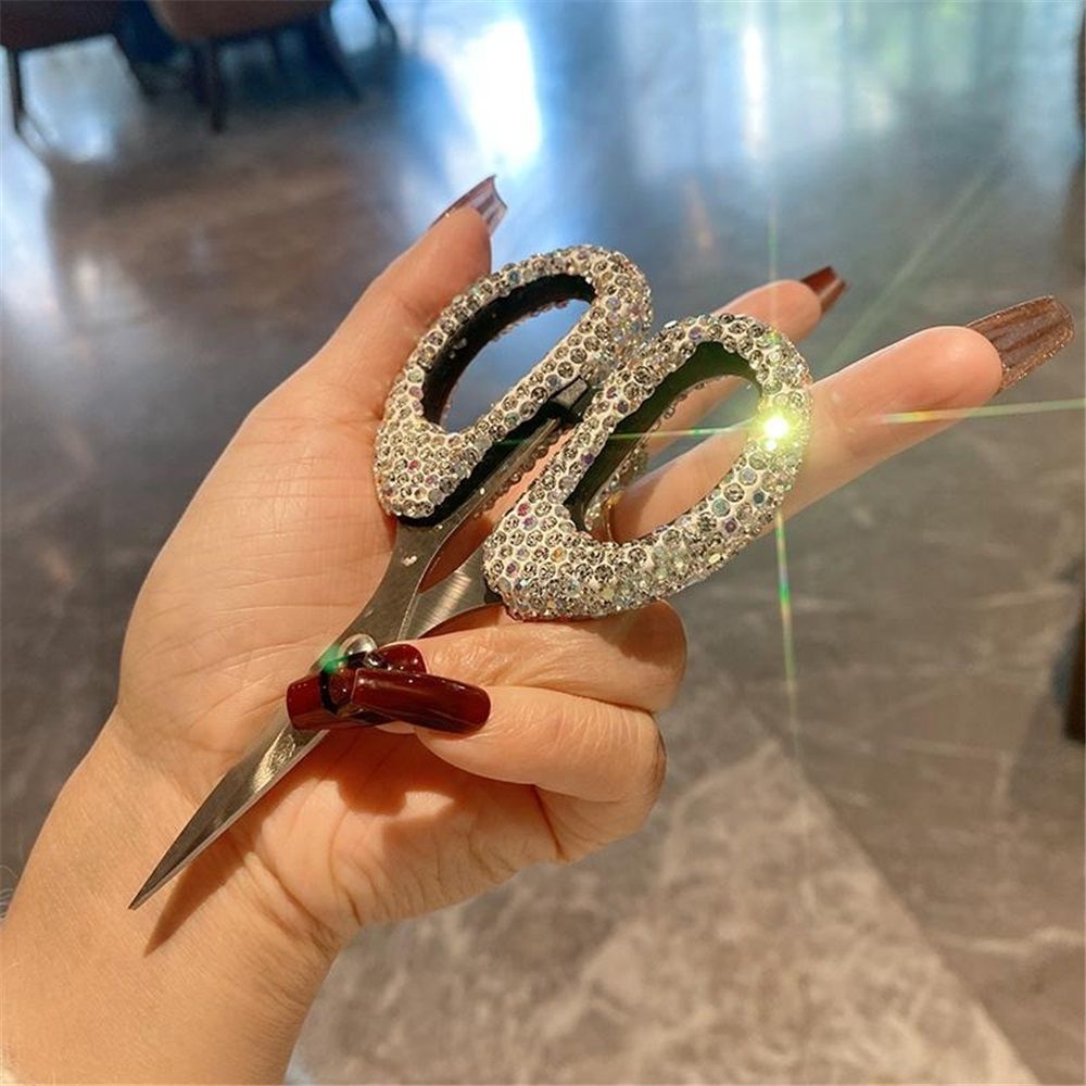 2pcs Glittering scissors - stainless steel cute white scissors sharp blade Paper Cuttings tool, suitable for school, family and handicraft โ image 2