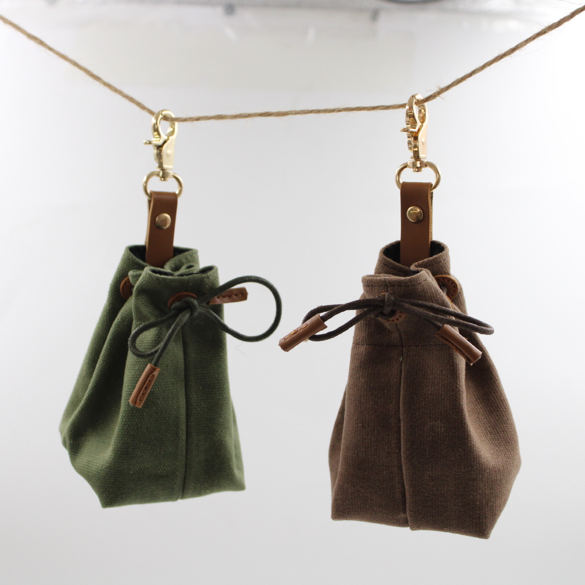 2-PCS Grey Clip-On Canvas Dog Treat Pouch - Portable Drawstring Bag for Training & Walks โ image 3