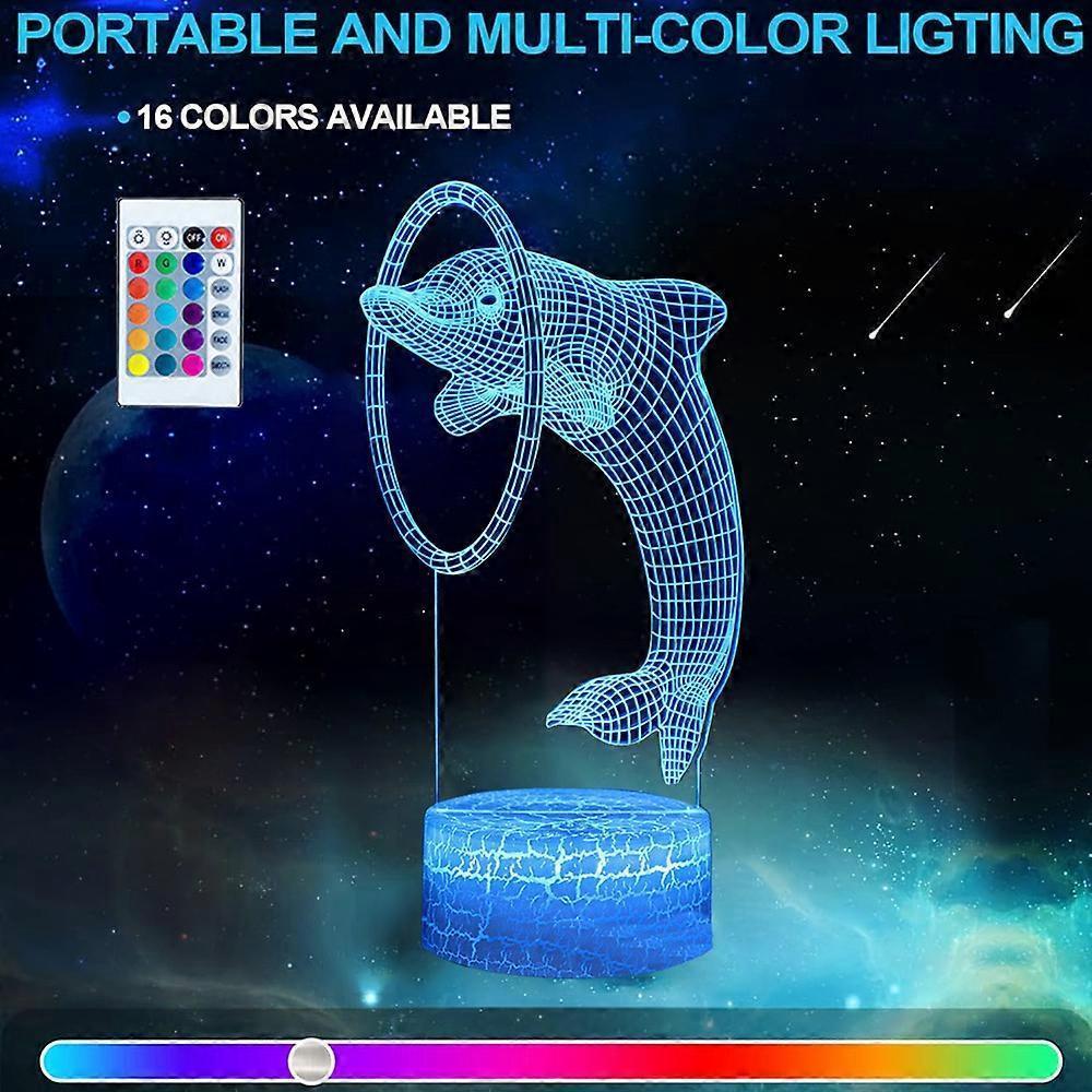 Dolphin series 3D night light remote controlled table lamp with LED color transition — image 4
