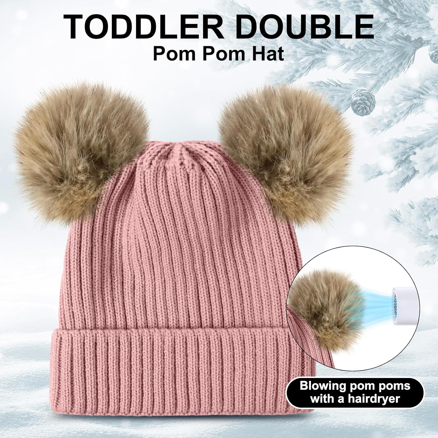 3 Set Toddler Hat Glove Set, Kids Winter Hats Warm Knitted Beanie Mittens Gloves with Bow for Baby Girls Boys 0-6Y — image 4
