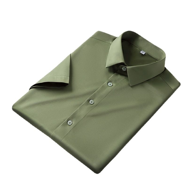 QIDEN Men's Short Sleeve Slim Fit No Iron Polyester... D2128-7 38 โ image 5