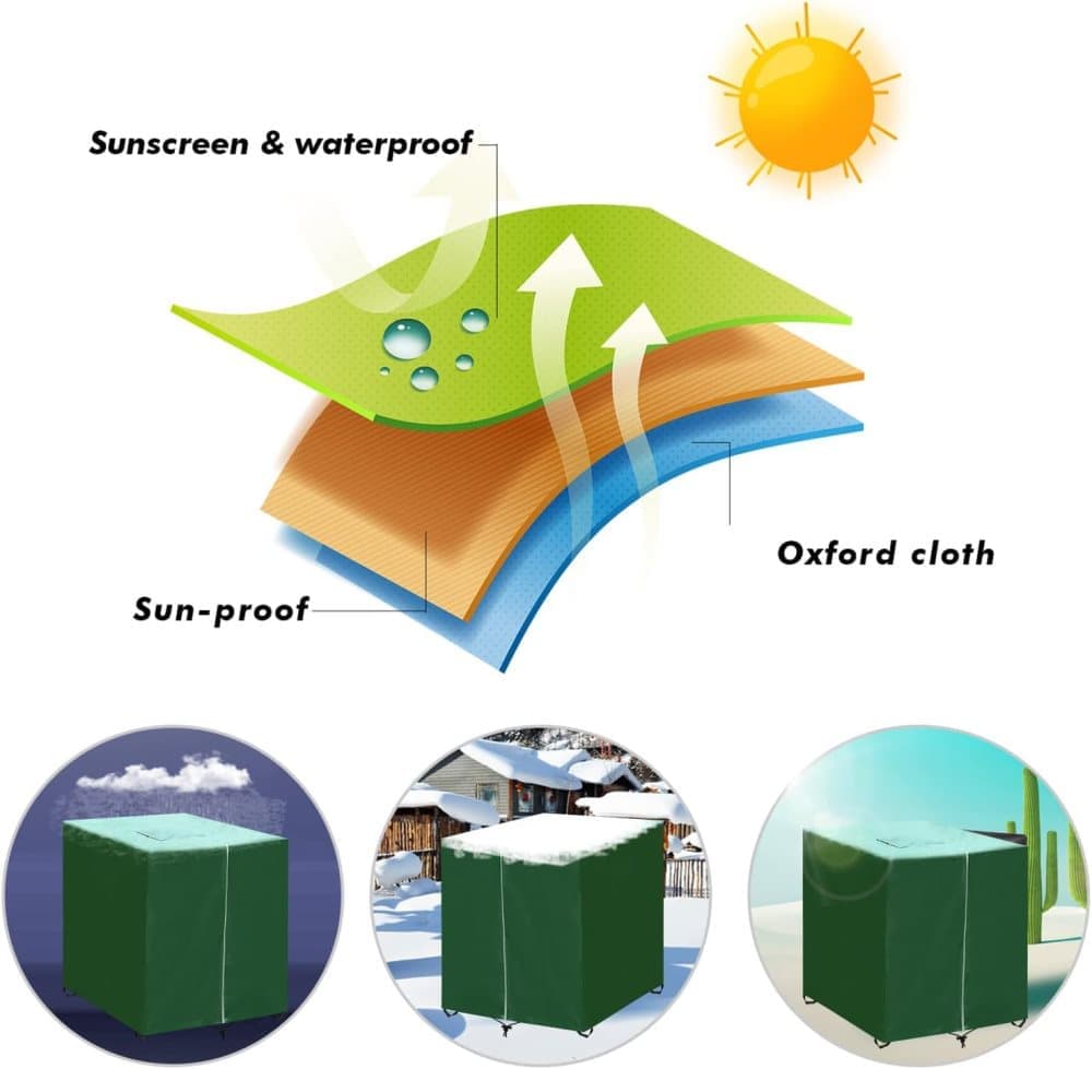 Waterproof UV Resistant IBC Garden Water Tank Cover, 210D Oxford with Zipper, Green โ image 5