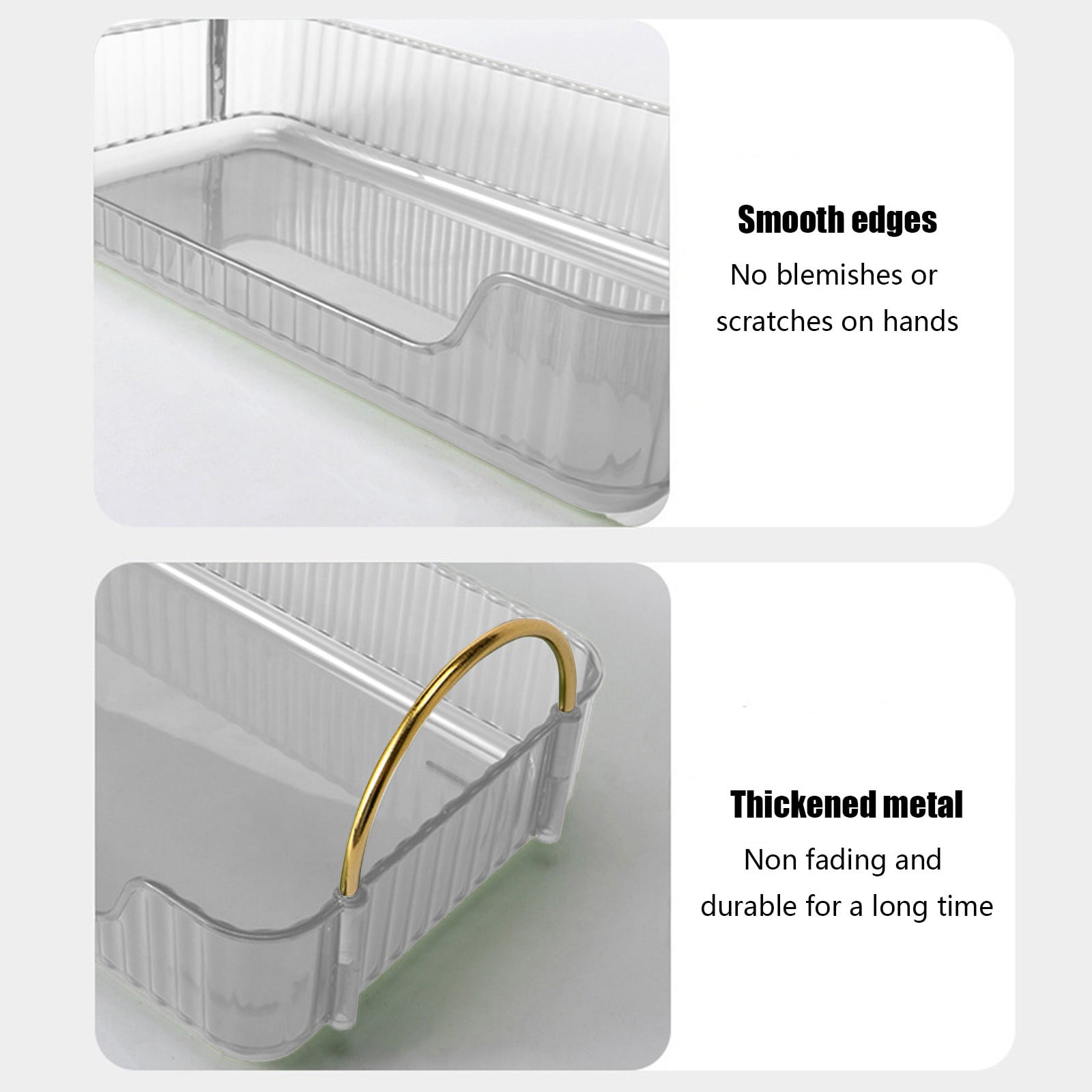 Bathroom Organizer Countertop, Vanity Tray for Skincare Makeup, Counter Organizer, Transparent Ribbon Handle Storage Rack, for Cosmetics, Toiletries, Lotions — image 5