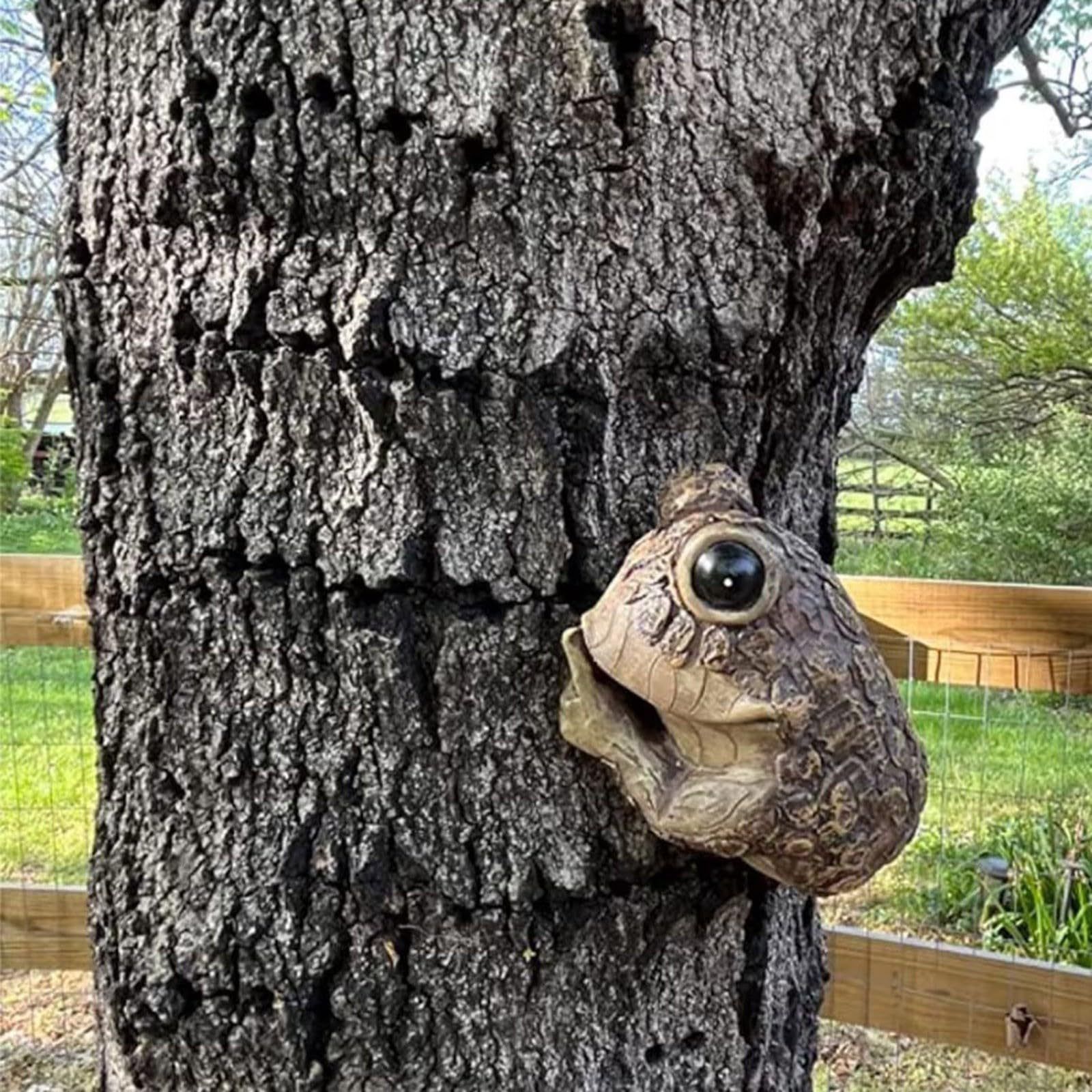 Keep Quiet Frog Tree Peeker - Yard Decorations - Adorable Tree Sculpture - Garden Decoration - Garden Peeker Tree-Hugger Yard Art — image 5