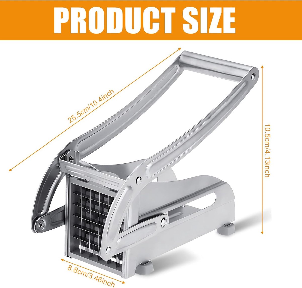 French Fry Cutter - Potato Cutter - Vegetable Cutter - 2 Inserts - Non-Slip Rubber Base - Dishwasher Safe - With Soft-Touch Handle - Effortless Vegetable — image 5