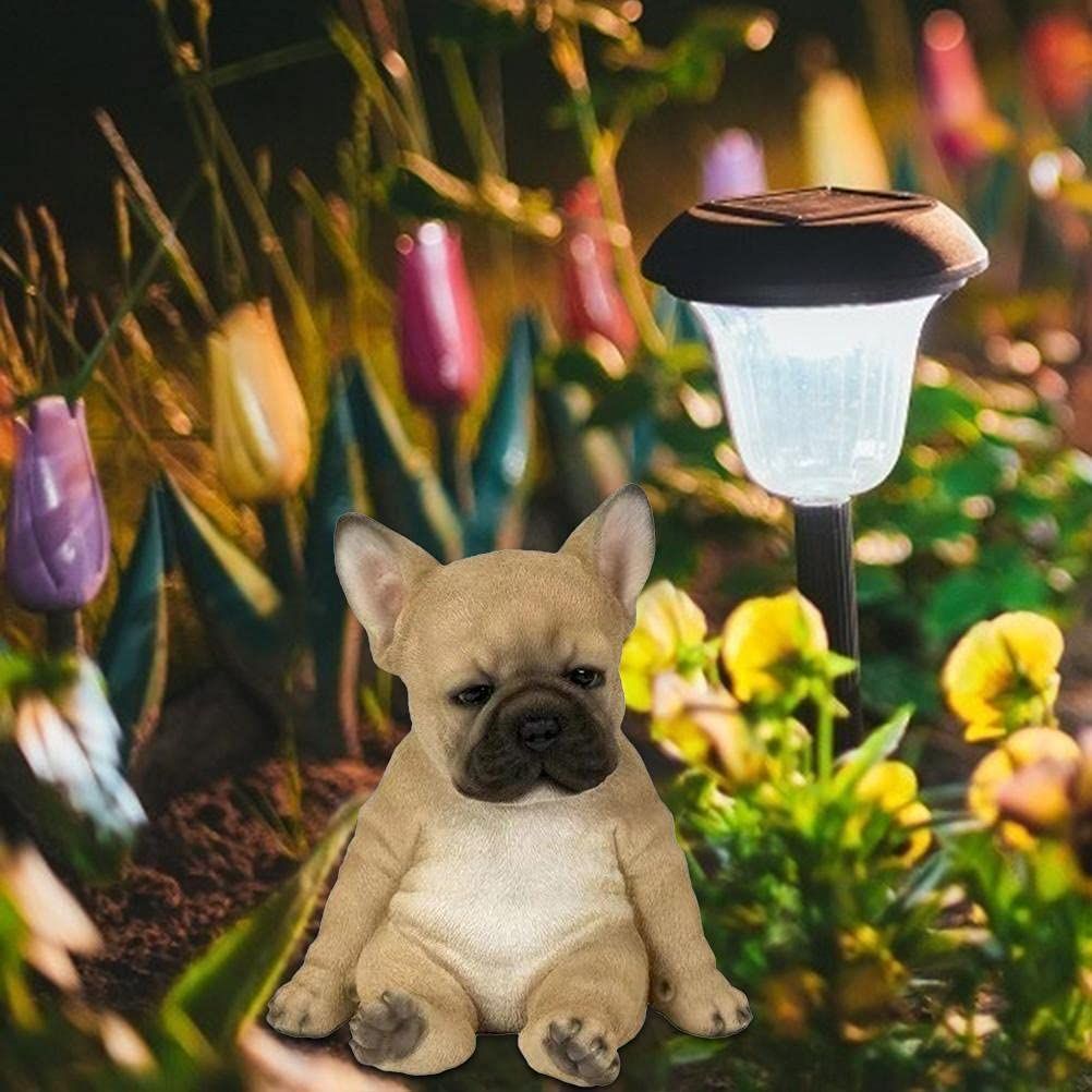 Dog Statue, French Bulldog Statue Garden Animal Sculpture for Garden Decoration Outdoor Lawn Gnome Yard Art (Take a Dog) — image 3