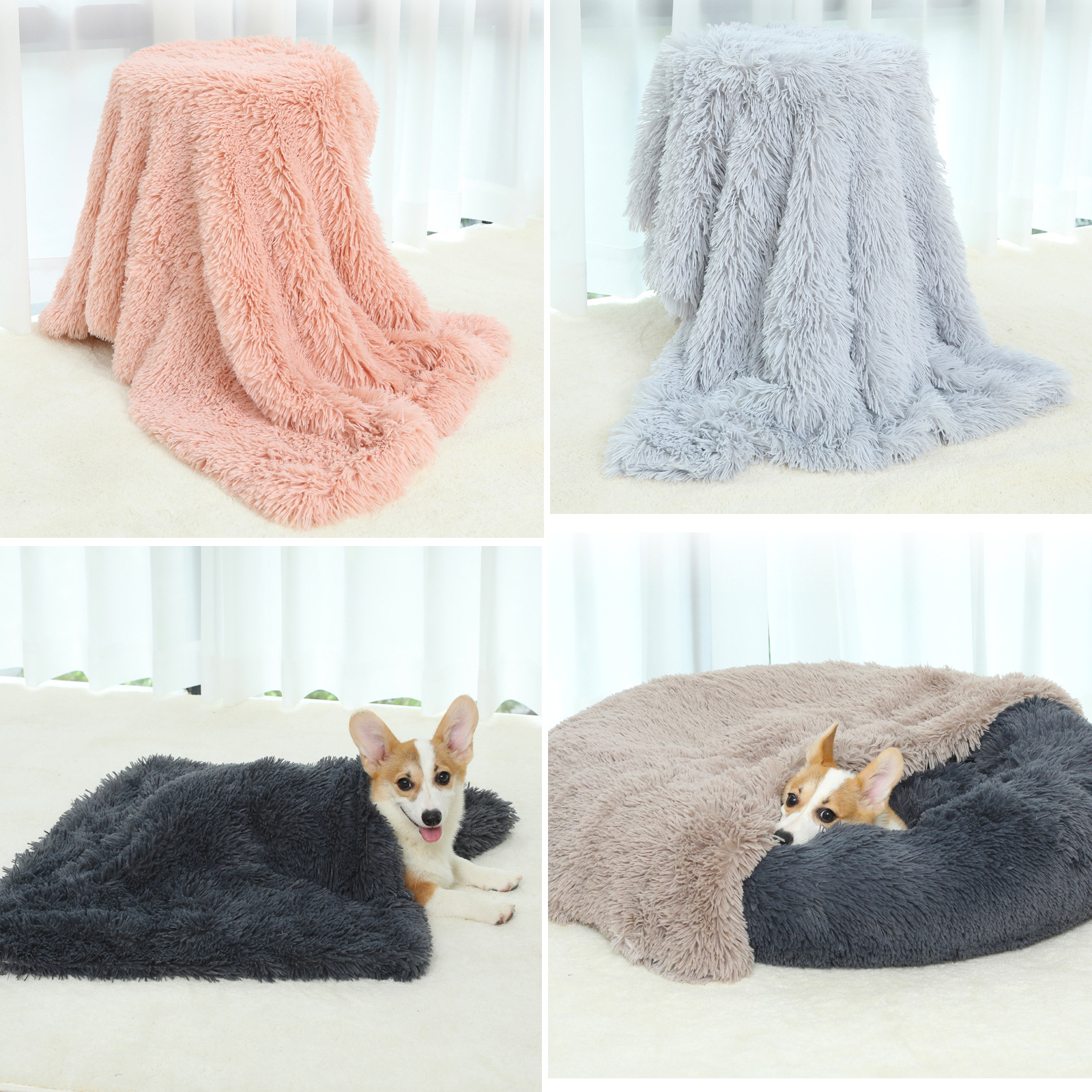Fluffy Pet Blankets-Soft Faux Fur, Anti-Anxiety Cozy Throws for Cats and Dogs, M 80*55cm Dark Grey โ image 5