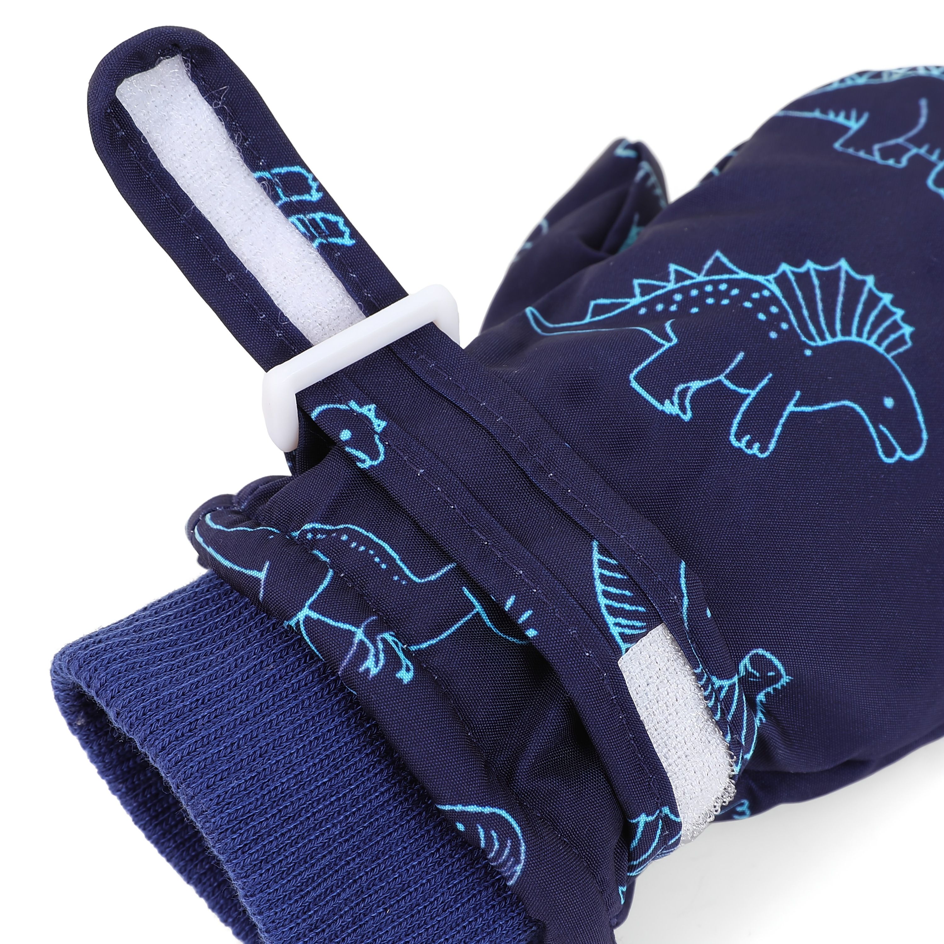 Kids' Dinosaur Patterned Warm Ski Mittens with Waterproof Shell, Adjustable Wrist Straps, and Anti-Loss Clip for Winter Outdoor Play, Snow, and Cold — image 6