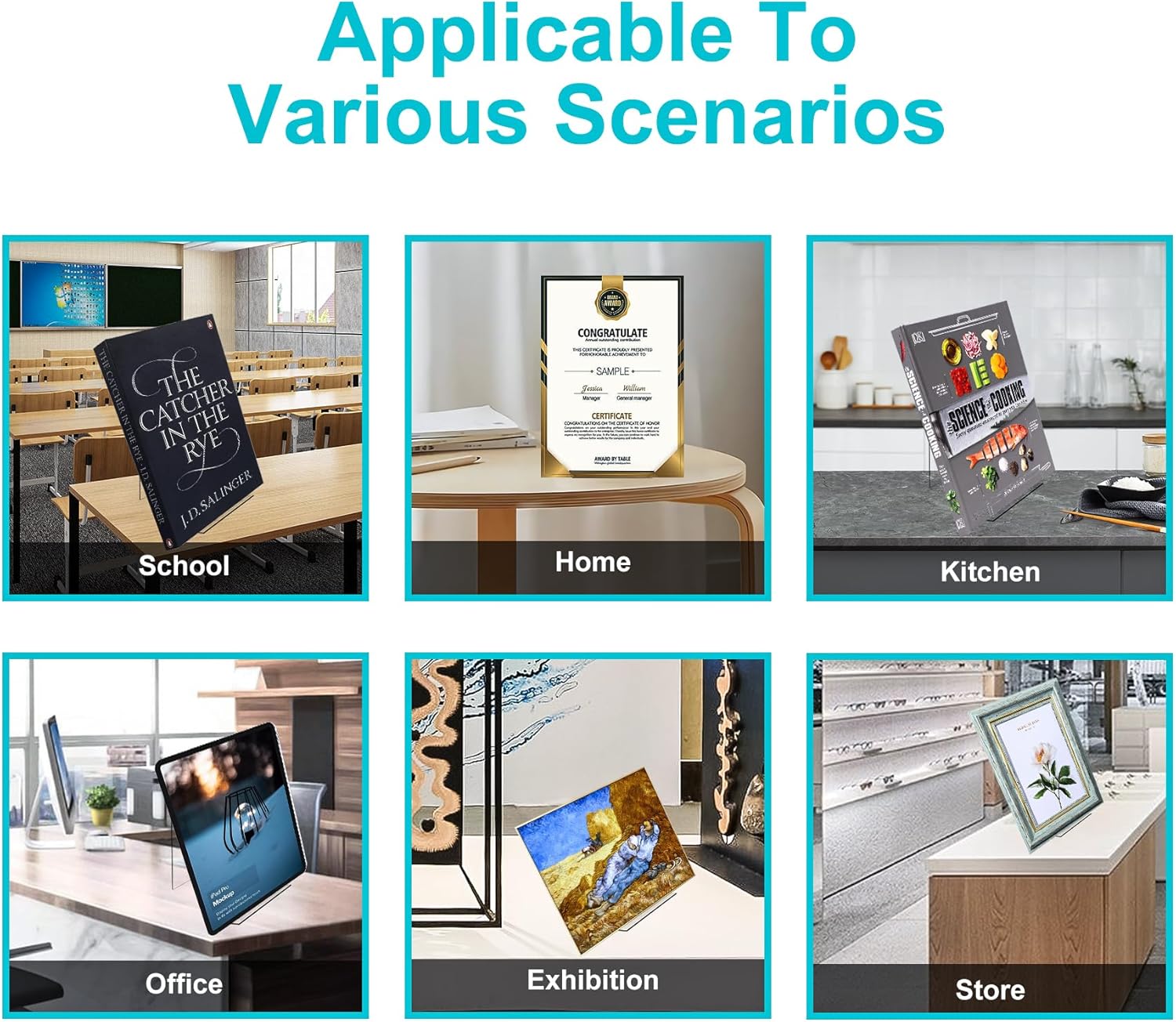 4-Pack Acrylic Open Shelving Unit - Transparent Display Rack for Books Photos Artworks - Multi-Purpose Tablet Stand and Card Holder — image 3