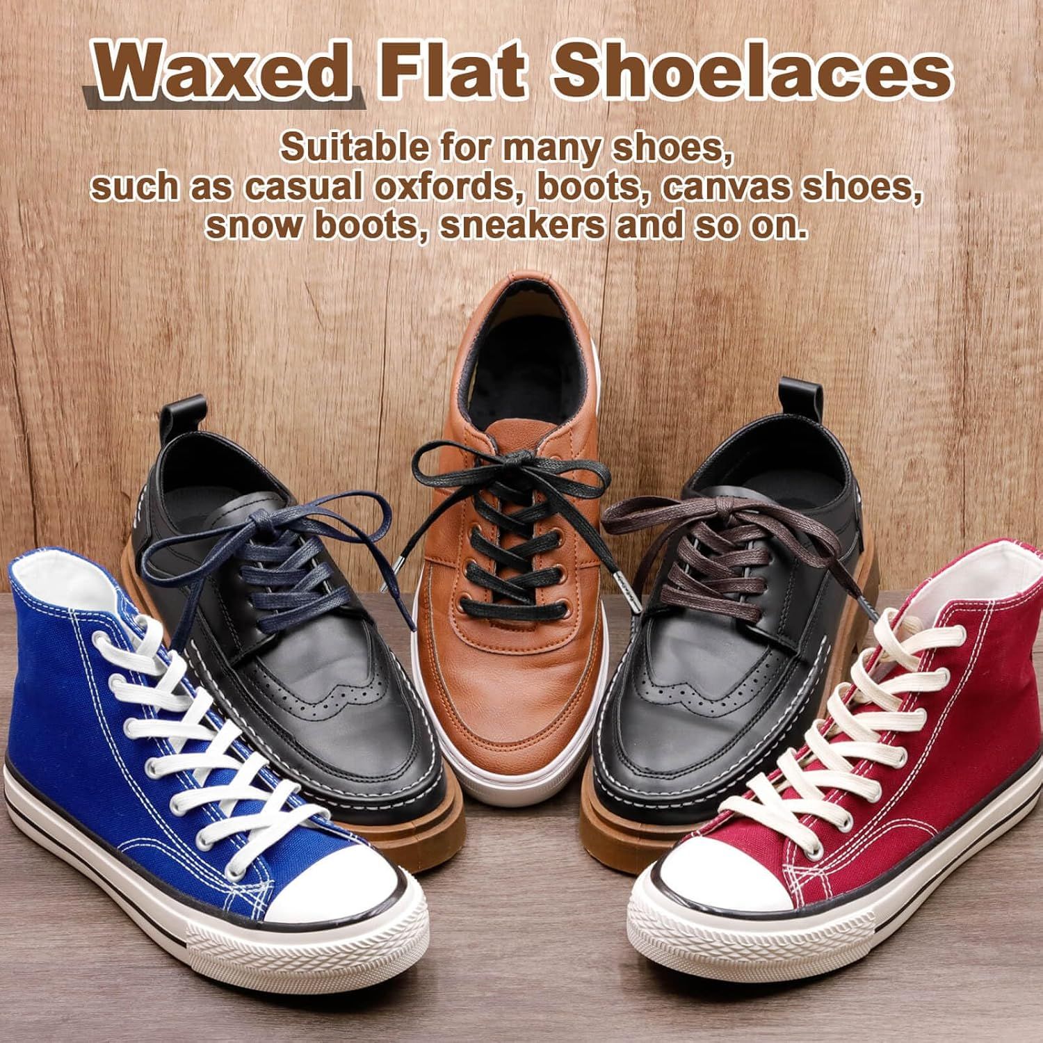lat Waxed Cotton Shoelaces: Wax Shoe Laces or Sneakers Boot 2 Pair โ image 6