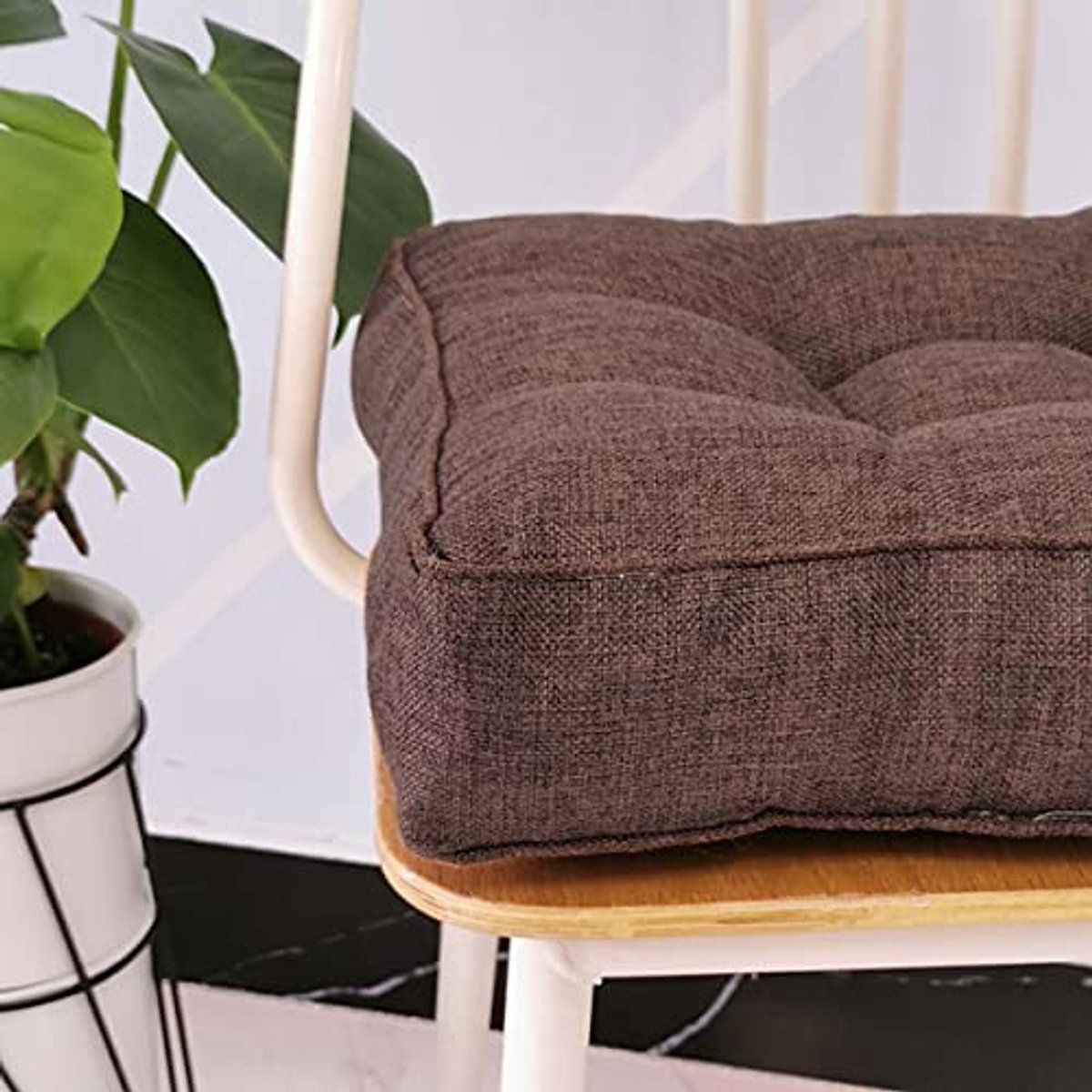 Tufted Chair Seat Cushion, Soft Washable Dining Room and Garden Chair Pad for Home, Patio, Office and Dining Seating, 8 cm Thick, Brown — image 5