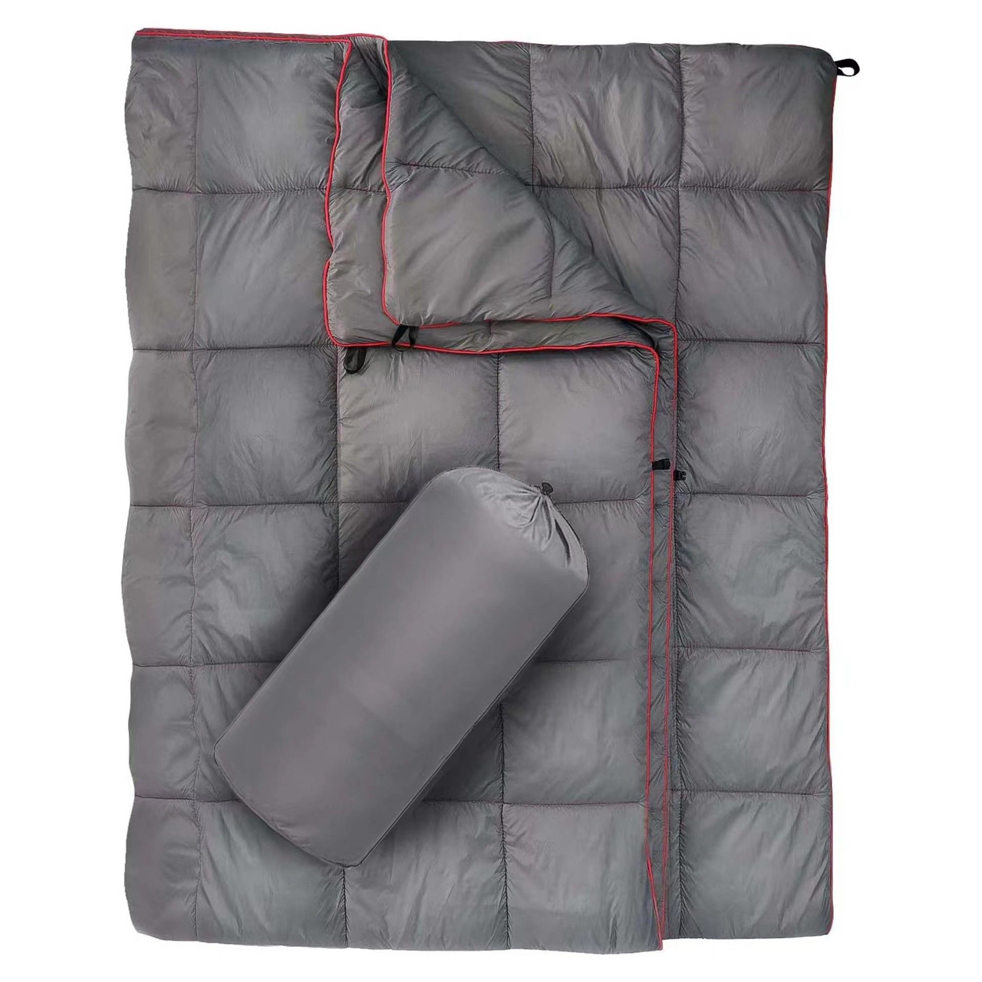 200x140cm Grey Large Outdoor Camping Imitation Silk Cotton Wearable Warmth Blanket, Quilted Poncho Shawl Throw with Storage Bag, Lightweight Warm Camping Quilt