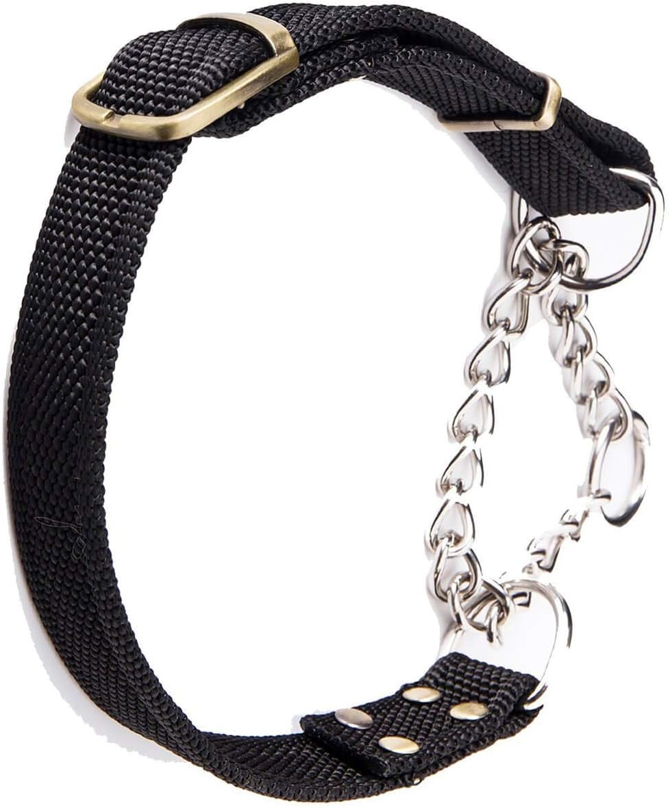 Stainless Steel Nylon Chain Martingale Collar Comfort Heavy Duty Large Dog Collar Escape Perfect for Training Walking Running and High Activities 250lb Pull