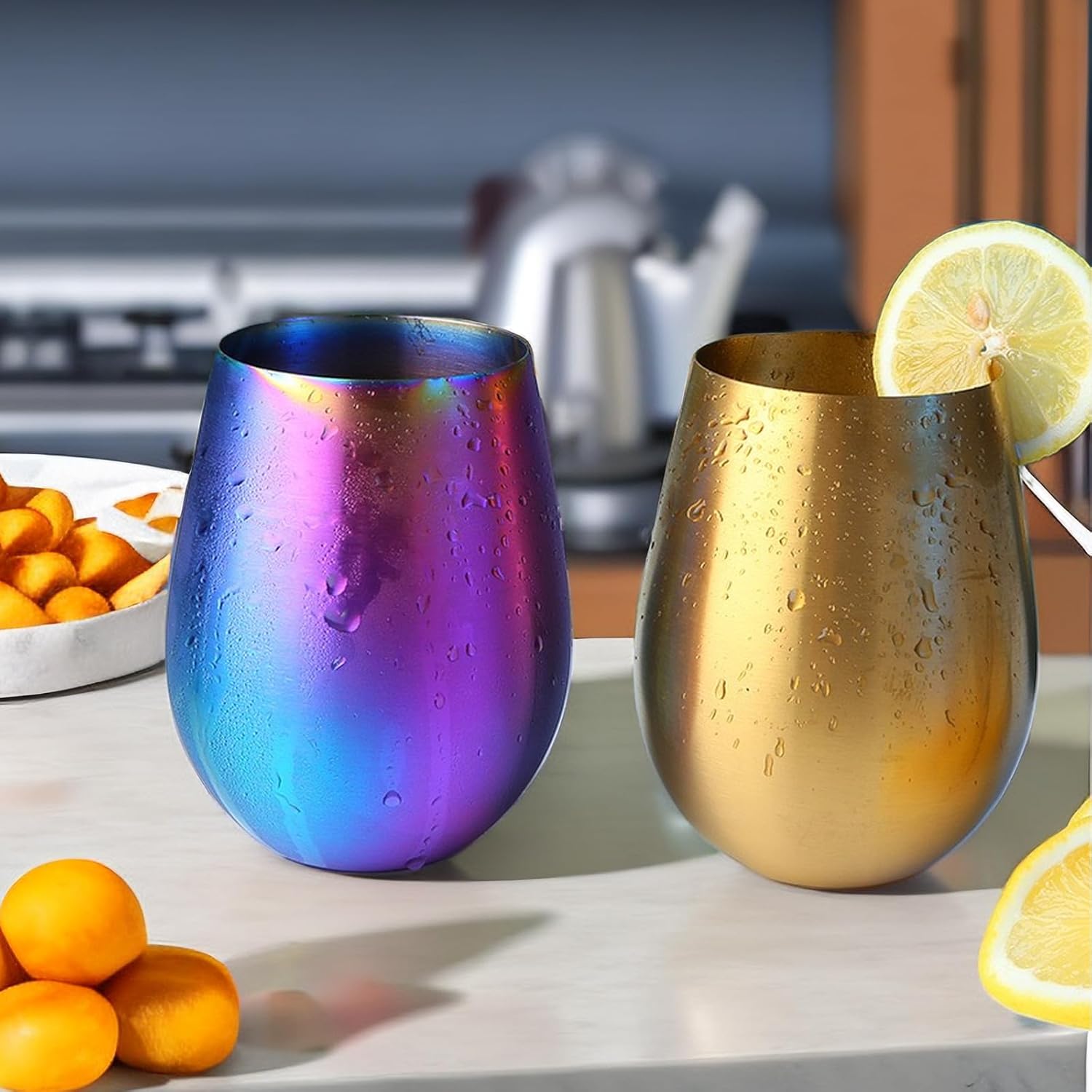 Stemless 17 OZ Tumbler Wine Glasses Set of 4, 304 Stainless Steel Cups for Home Restaurants Bars Outdoor, Gift Essentials and Dishwasher safe(Gold) โ image 4