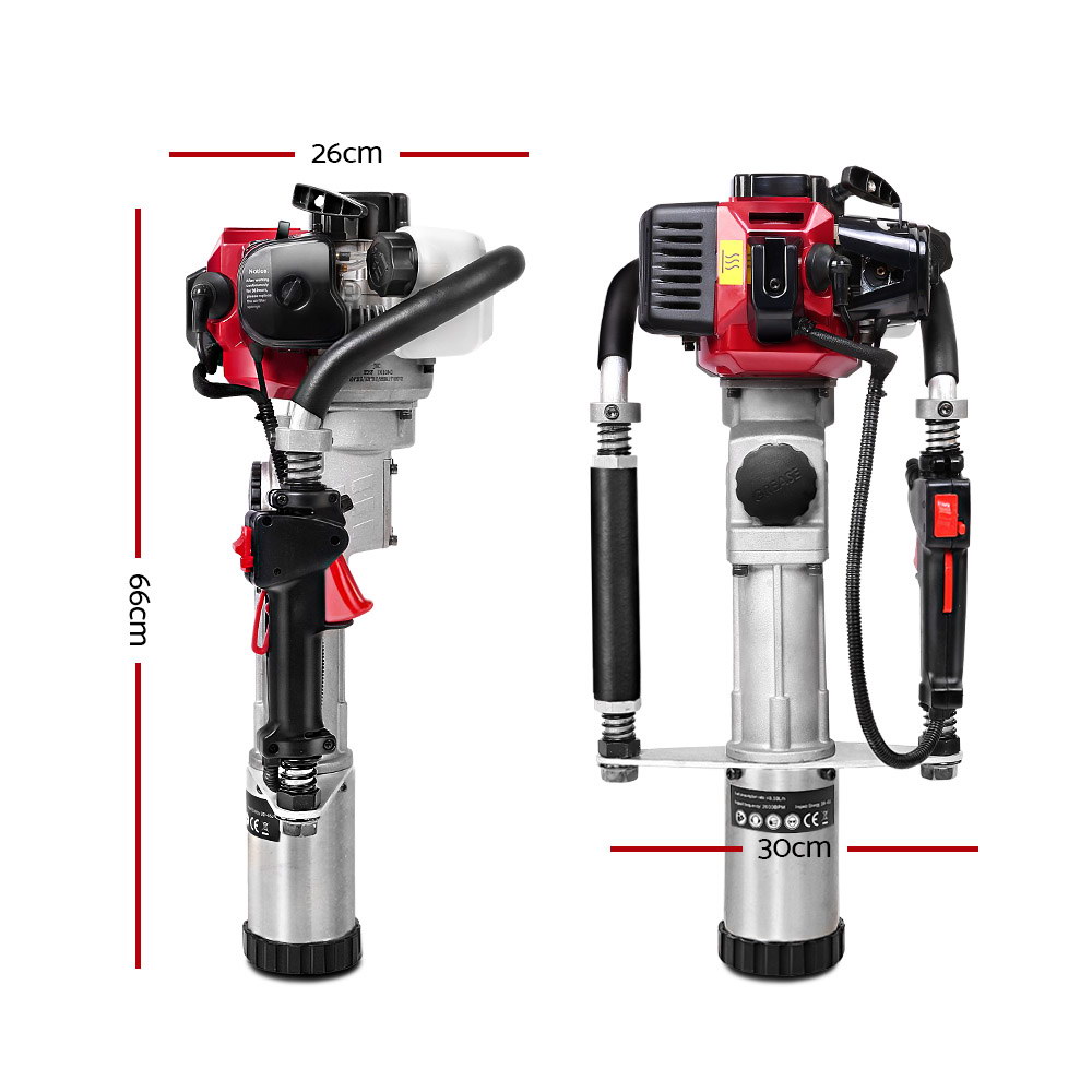 Giantz Petrol Post Driver 2-Stroke 32.7CC Rammer Pile Star Picket Fence Hole Red โ image 2
