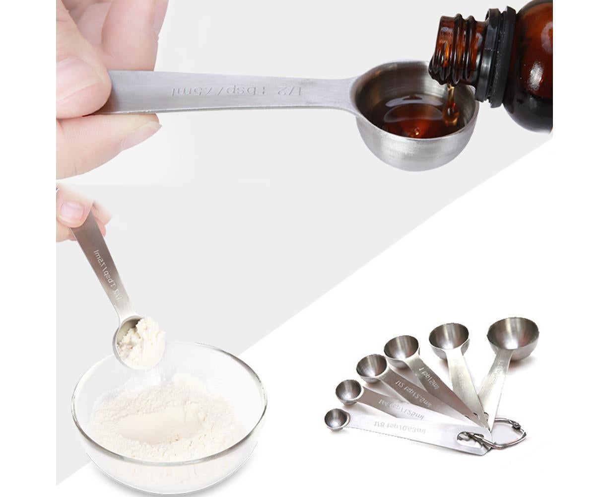 6Pcs Stainless Steel Measuring Spoons Set Measure Baking Coffee Kitchen Tool — image 4
