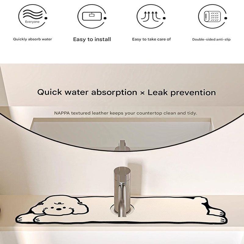 2-Piece Faucet Draining Mat Set Absorbent Sink Splash Guard Quick Dry Counter Mat 10x61cm(Crocodile) — image 2