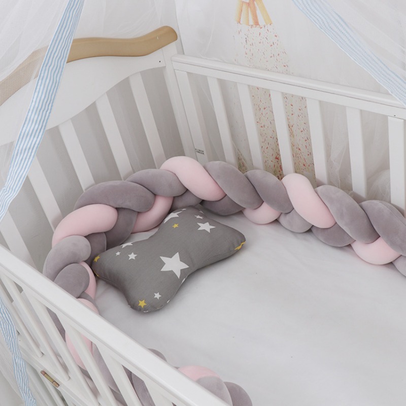 Baby rotating bed snake, bed cover decoration, handmade three-strand braid Light gray 1 meter — image 3