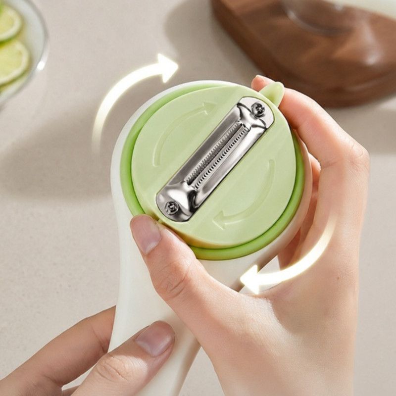 Rotatable Vegetable Peeler with Peel Storage Container, Anti-Splash Stainless Steel Peeling Tool—Yellow — image 5