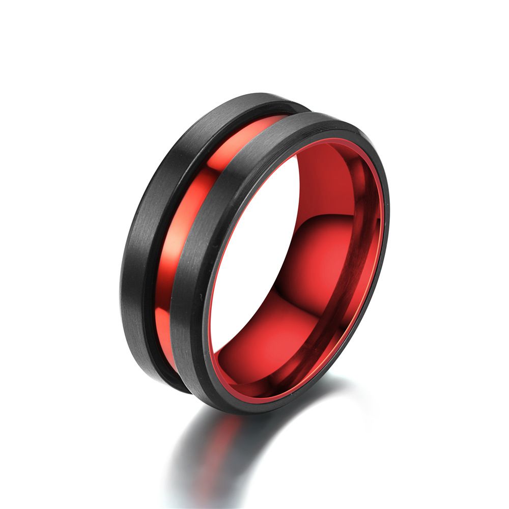 Tengsure Stainless Steel Ring Red Black 8mm red between Black No. 10 โ image 3