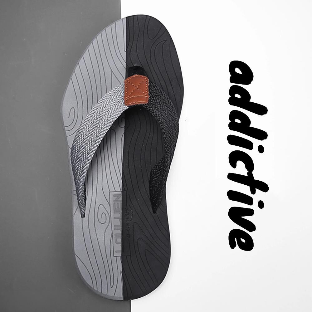 Men's Outdoor Non-Slip Flip Flops, 6 Colors EVA Lightweight Thick-Sole Beach Sandals for Casual & Sports(black and gray-44)