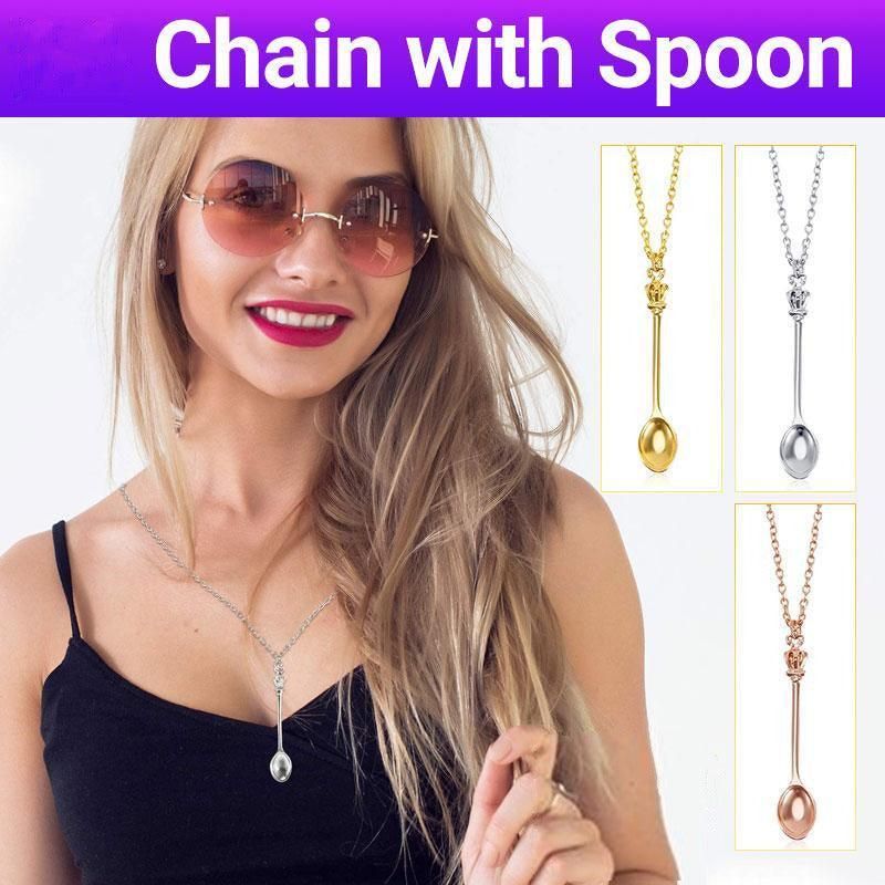 Mini Crown Spoon Necklace Pendant Charm Festival Cutlery Tea Party Gift - Rose Gold — image 2