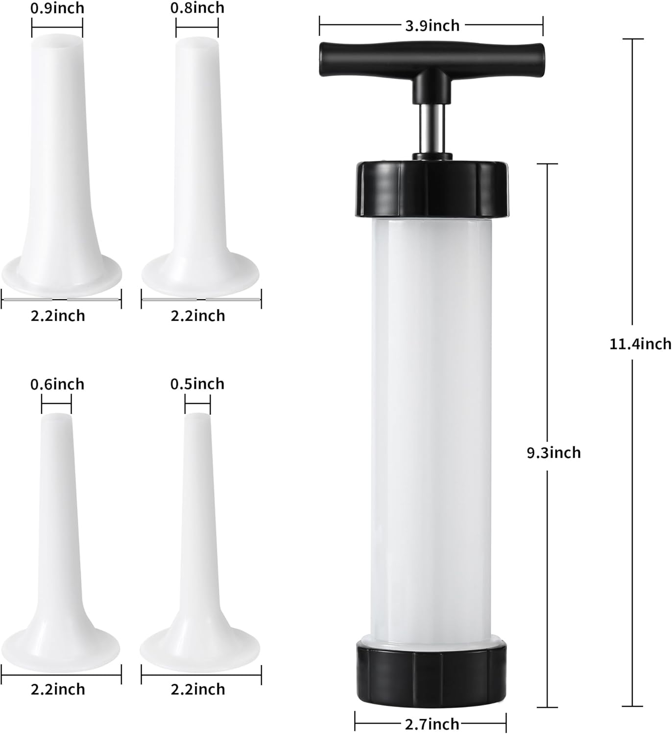 Manual Sausage Stuffer, Black, BPA-Free, Handheld with 4 Stuffing Tubes, for Hot Dogs and Bratwurst โ image 2