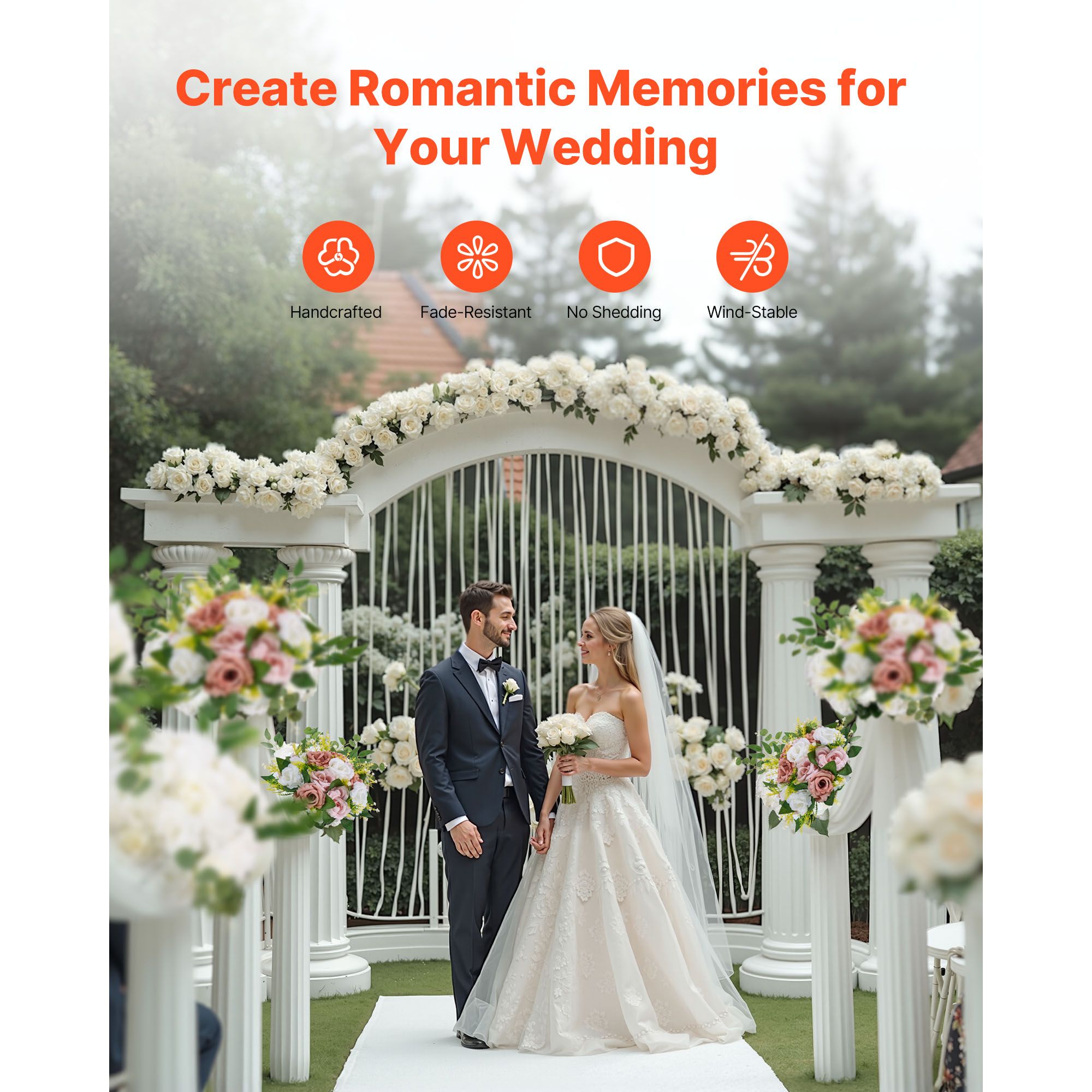 Flower Ball Arrangement Bouquet 10PCS, 240 mm Diameter Artificial Flower Balls Wedding Table Centerpieces, Faux Rose Arrangements for Wedding Centerpiece Home — image 6