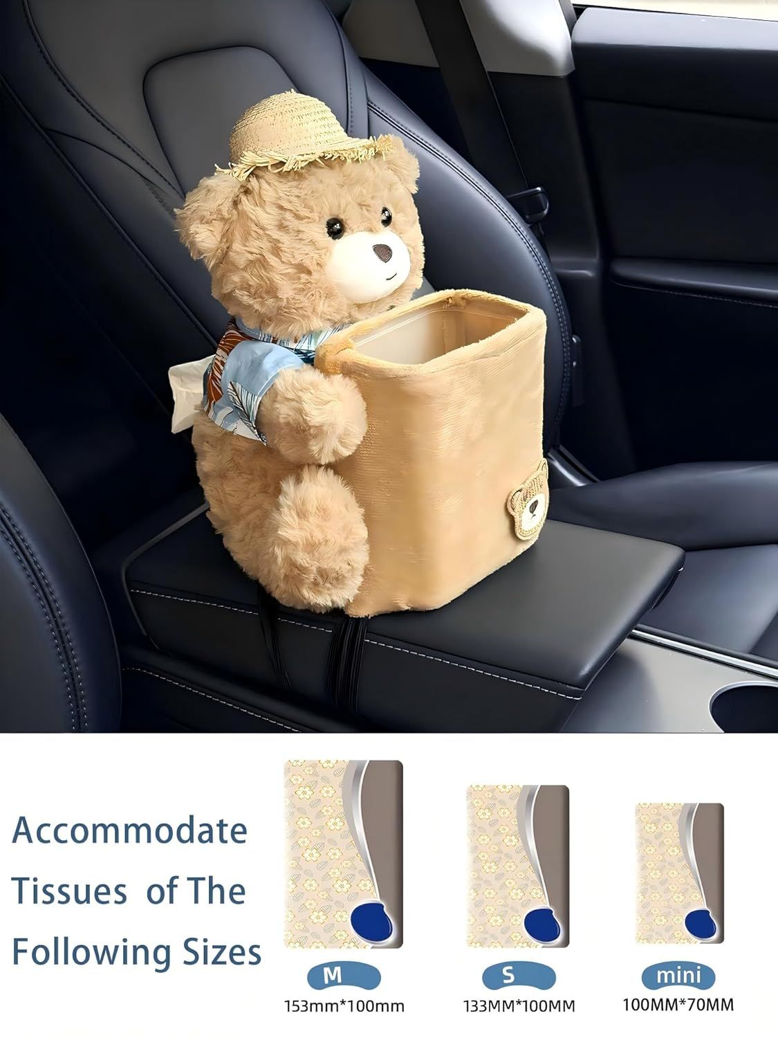 Cute Plush 2 in 1 Car Tissue Box and Trash Can Teddy Bear Tissue Box Plush Animals Cute Holder Plushie Multifunctional Organizer Creative Accessories for — image 2