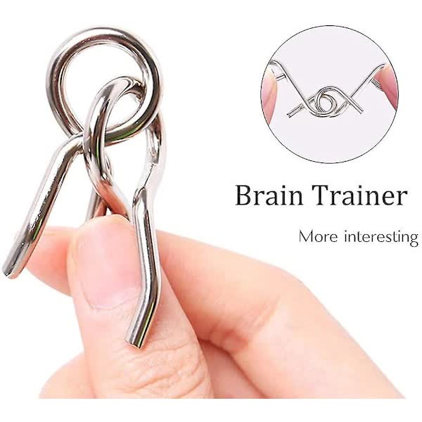 8pcs Metal Brain Teaser Puzzle Rings IQ Training Game for Kids and Adults Board Games — image 2