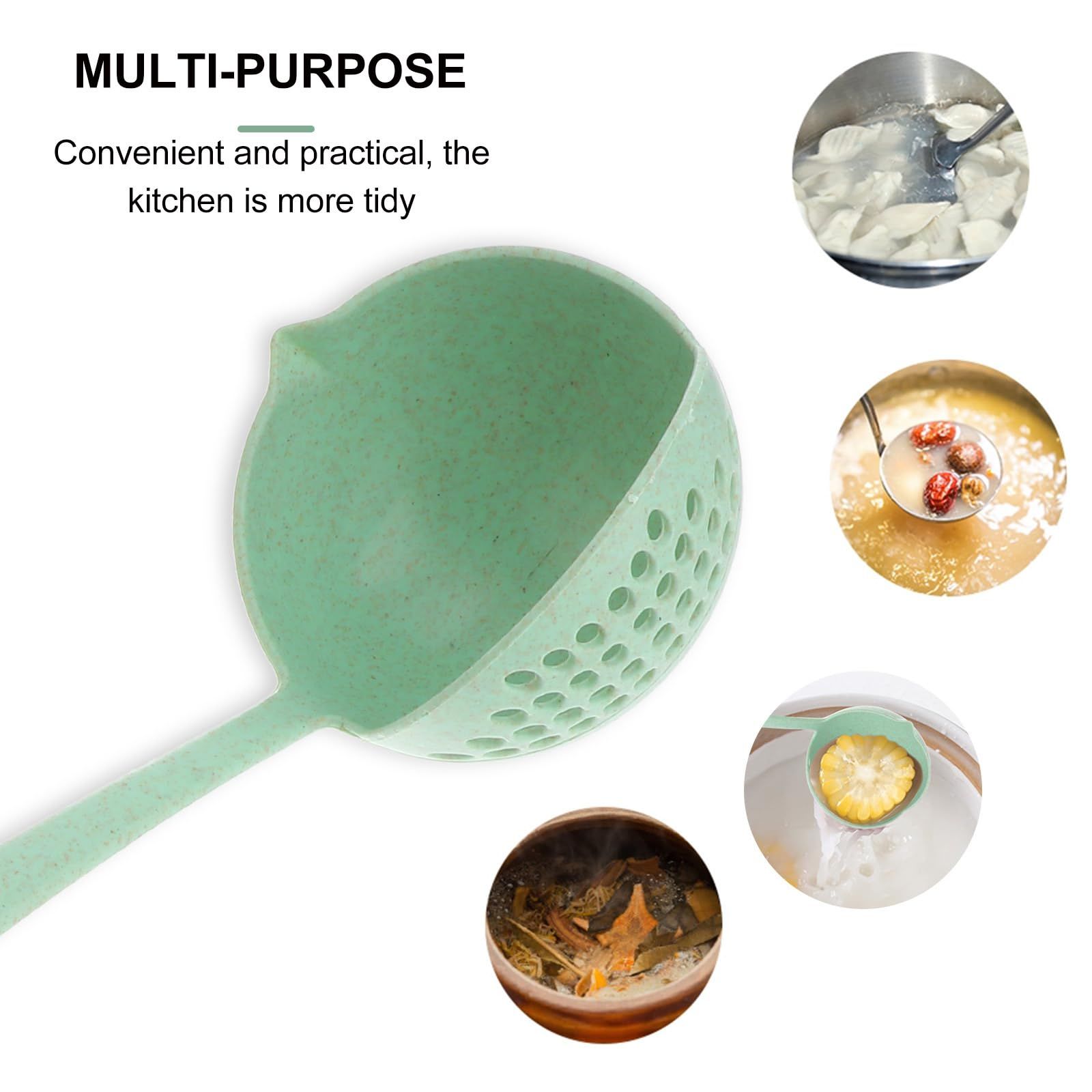 Multi Function Plastic Ladle Spoon with Filter Strainer, Soup Ladle Plastic Straining Ladle Slotted Spoon Soup Pan Spoon โ image 5