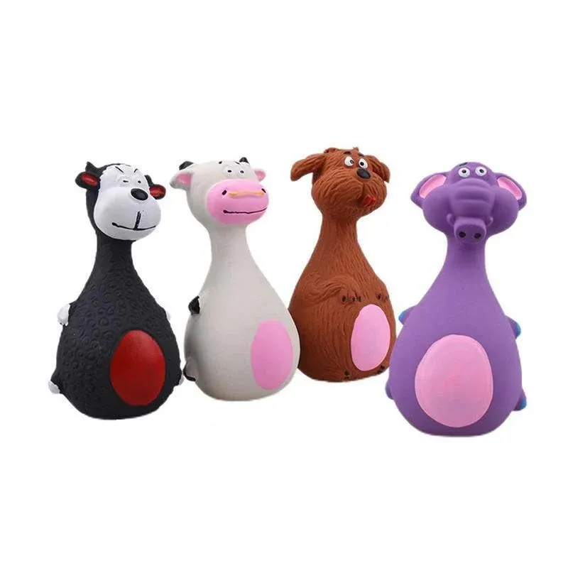 Latex Squeaky Dog Toys Puppy Pet Chew Toys Squeaker Soft and Interactive - Purple — image 3