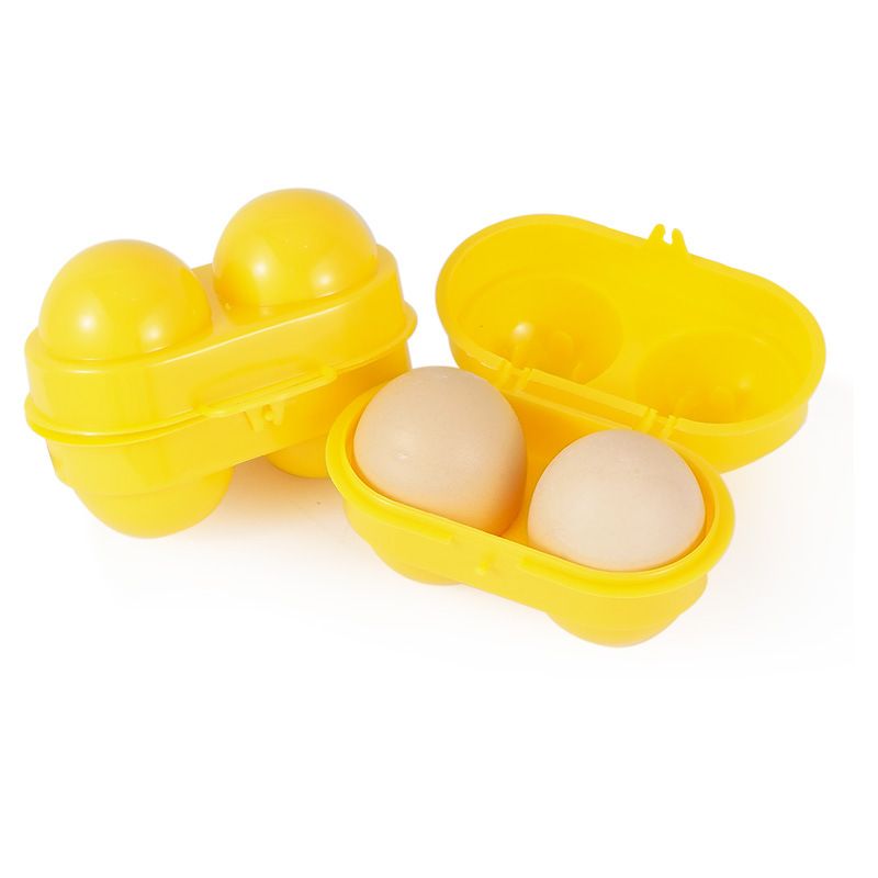 Mini Egg Holder 2 Grids Egg Storage Container Picnic Camping Egg Carrier with Fixed Handle The portable handle Yellow โ image 4