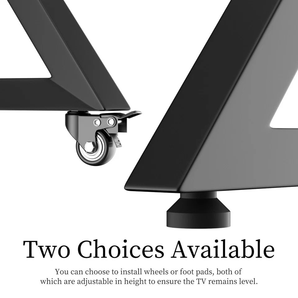 White Heavy Duty TV Floor Stand with 2-Tier Shelves for 65-100 Inch Large Screens — image 5